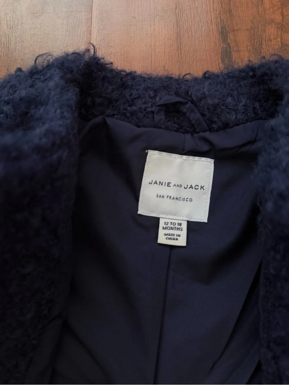 Janie and Jack Navy Sherpa Coat